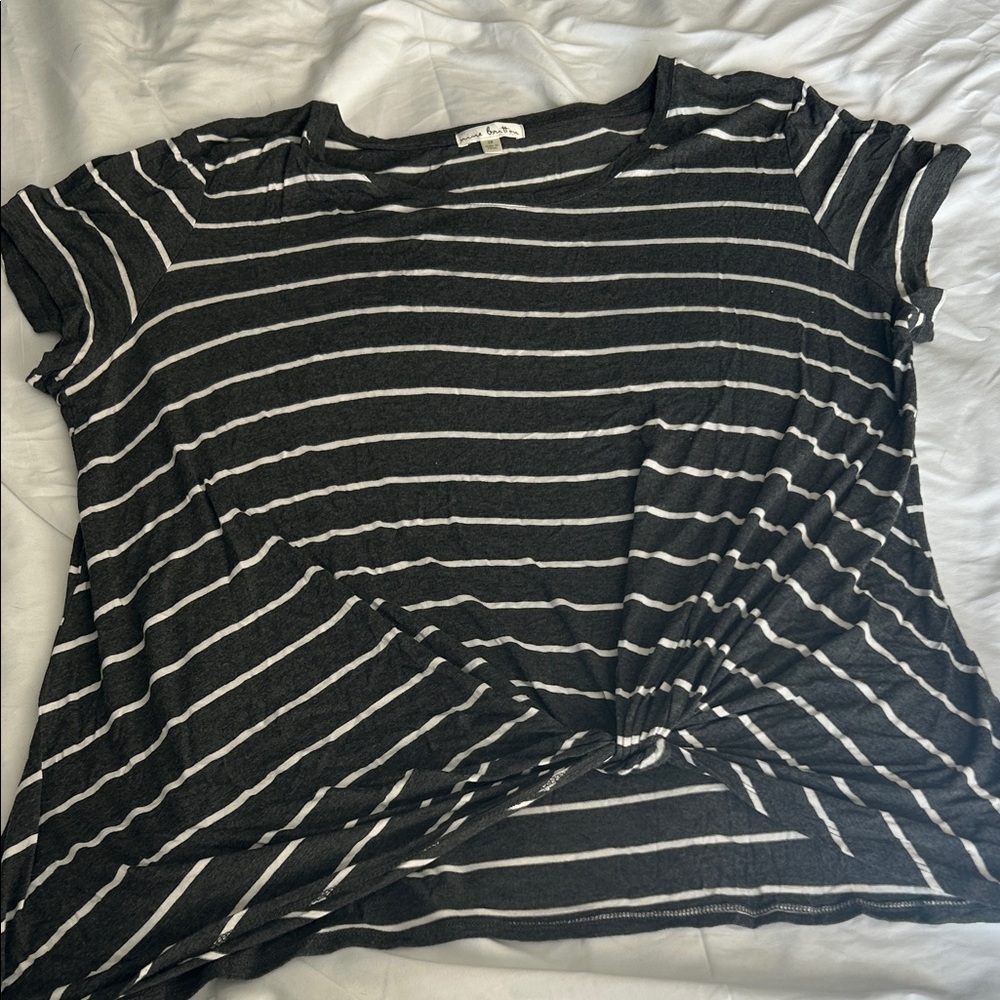 Nine Britton Black and White Striped Tee